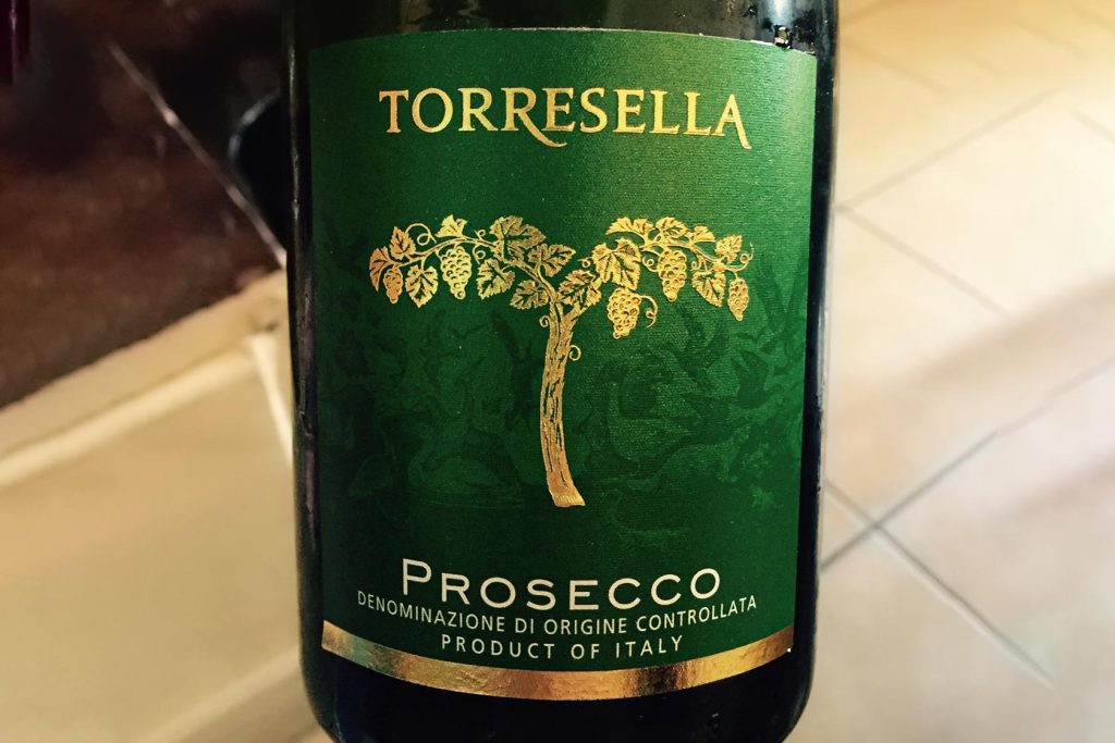 Etiqueta de vino, Torresella Prosecco, elaborado de manera Sustentable y Sostenible